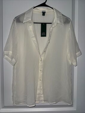 wild fable Cream Short-Sleeve Button-Down Camp Shirt